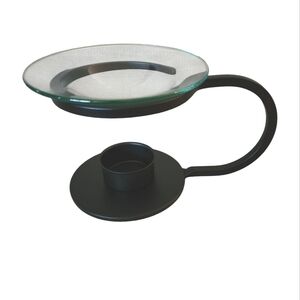 At Home America The Melting Pot Scented Wax Melt Diffuser Glass/Black Metal NIB